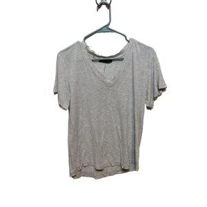 ZARA W & B Womens V Neck Shirt Size M Light Gray